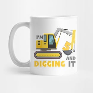 I'm 5 and Digging it Funny 5rd Birthday Kids Mug